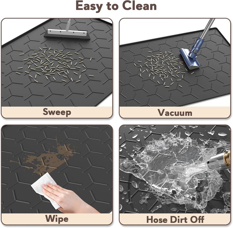 Garoopion Cat Mat for Litter Box, Large 40" X 28" Cat Litter Mat XL, Waterproof Silicone Pad for Floor, Black - Image 4